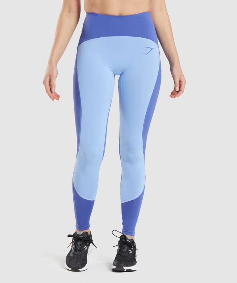 Women\'s Gymshark Pulse Mesh Leggings Blue | CA A16385